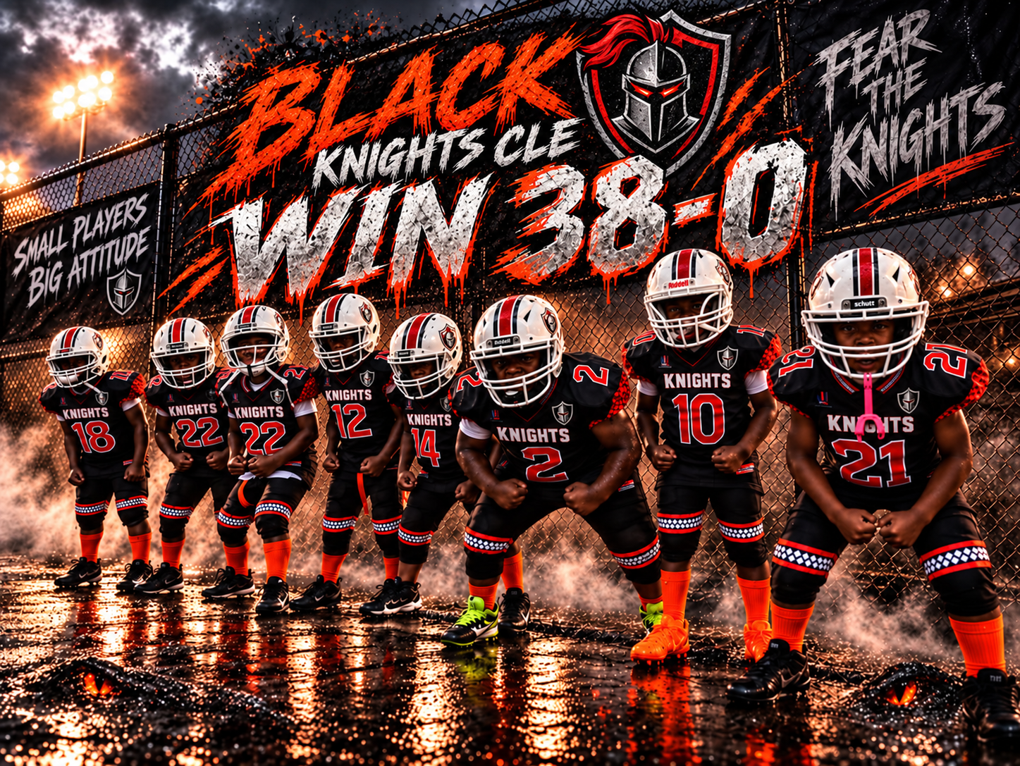 Black Knights CLE win 38 to 0 victory graphic